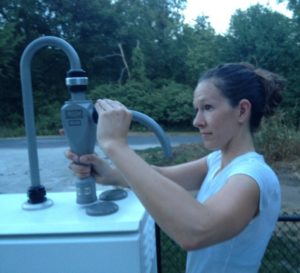 Dr. Betsy Stone working on her project characterizing air toxics an their sources in agricultural environments.