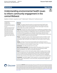A pciture of the first page of the environmental health needs assessment article in a jounal